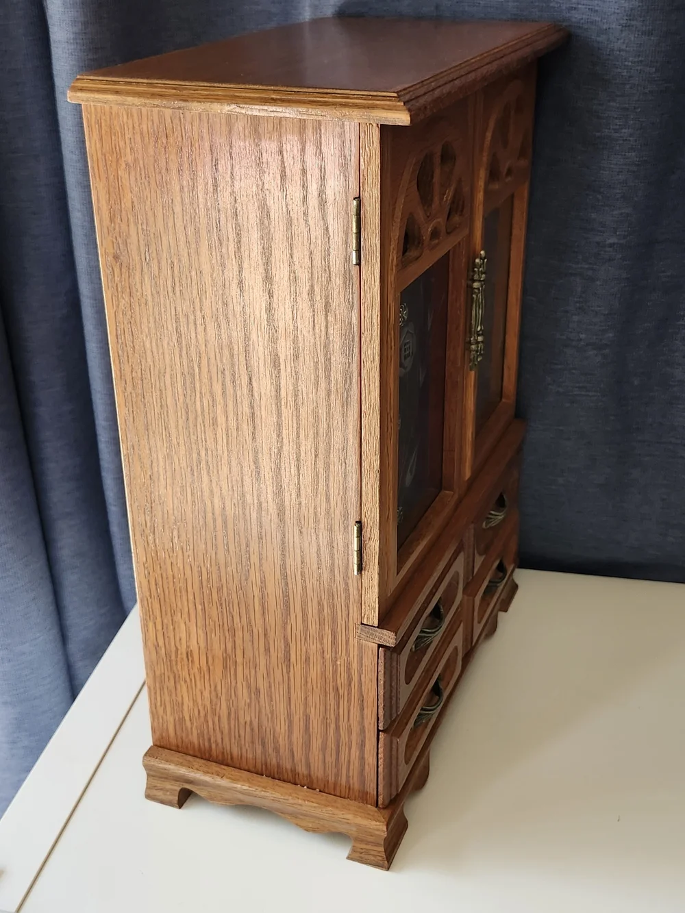 Vintage Wooden Jewelry Box Armoire Chest – 16